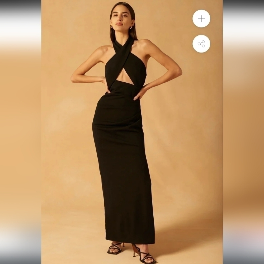 Revolve Misha Atta Cutout Crepe Gown In Black Size 2